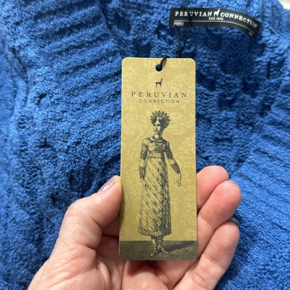 *NEW* PERUVIAN CONNECTION CUMBERLAND PULLOVER SWEATER AZURE BLUE - Picture 13 of 13